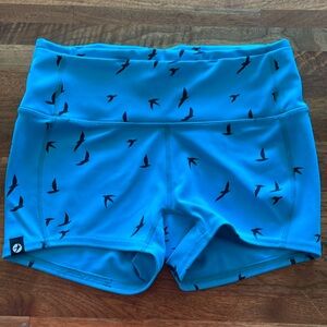 EUC Oiselle Mini O-Mazing Shorts Size 4 blue with birds